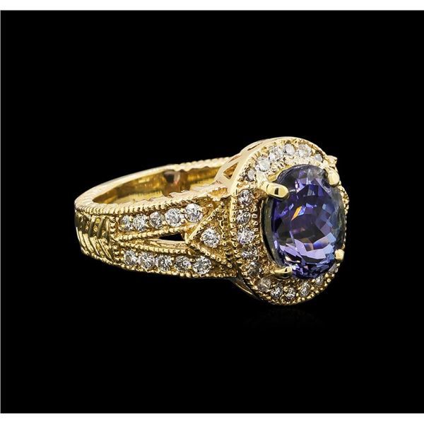 14KT Yellow Gold 2.70 ctw Tanzanite and Diamond Ring