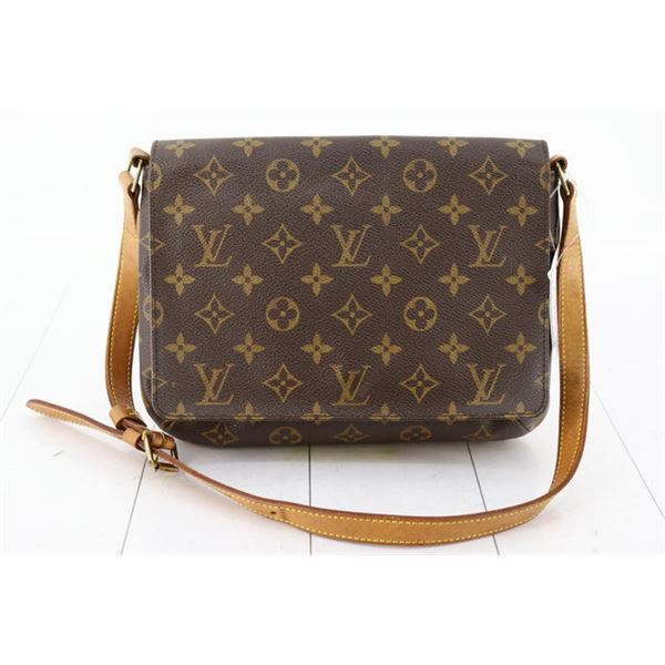 Louis Vuitton Brown Monogram Canvas Leather Musette Tango Short Strap Shoulder B