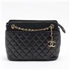Image 1 : Chanel Vintage Black Quilted Lambskin Leather CC Charm Large Tote Bag
