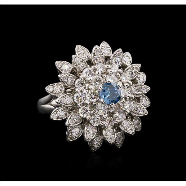 2.28 ctw Fancy Greenish Blue Diamond Ring - 14KT White Gold