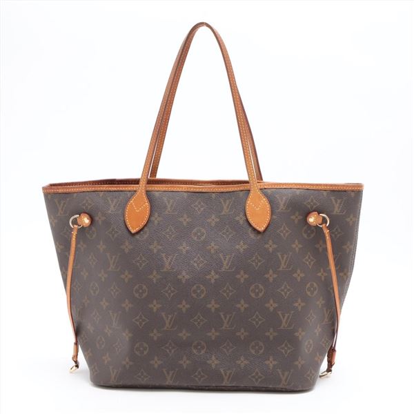 Louis Vuitton Brown Monogram Canvas Leather Neverfull MM Tote Bag