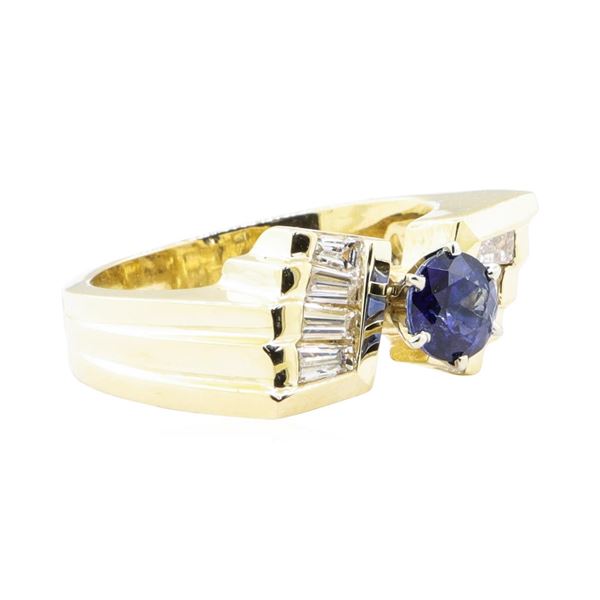 1.43 ctw Sapphire And Diamond Ring - 14KT Yellow Gold