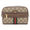 Image 1 : Gucci Brown GG Supreme Canvas Leather Ophidia Mini Belt Bag