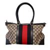 Image 2 : Gucci Vintage Beige Black GG Canvas Leather Web Rania Top Handle Bag