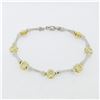Image 2 : 14k White and Yellow Gold 0.50 ctw Burnish Diamond Flower and Bar Link Bracelet