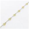 Image 5 : 14k White and Yellow Gold 0.50 ctw Burnish Diamond Flower and Bar Link Bracelet