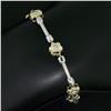 Image 8 : 14k White and Yellow Gold 0.50 ctw Burnish Diamond Flower and Bar Link Bracelet