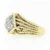 Image 6 : Vintage 18k Gold & Platinum 1.40 ctw Diamond Dome Twisted Wire Statement Band Ri