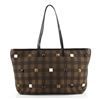 Image 2 : Fendi Brown Printed Canvas Studded Roll Medium Tote Bag