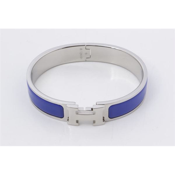 Hermes Blue Metal Clic Clac Bangle Bracelet