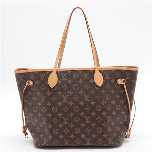 Louis Vuitton Brown Monogram Canvas Leather Neverfull MM Tote Bag