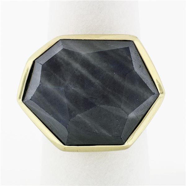 18k Gold IPPOLITA Rock Candy Unique Faceted Blue Gray Stone Solitaire Ring