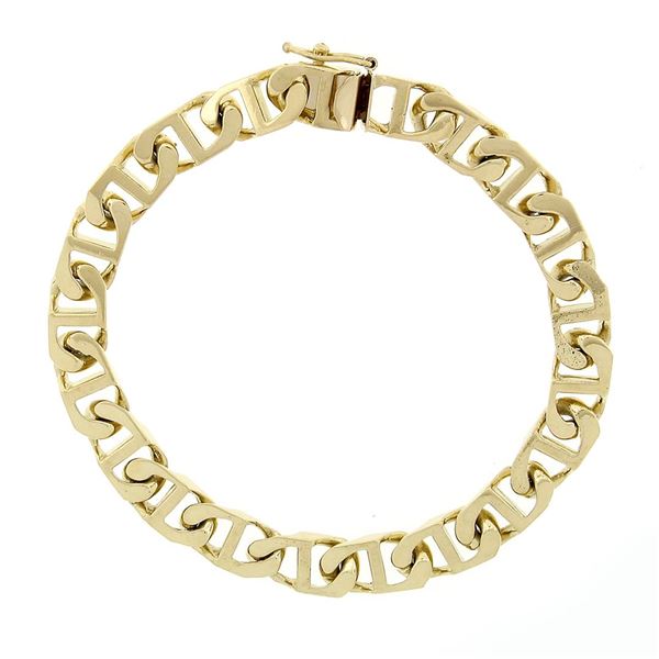 Men's 18k Yellow Gold 7.1mm 7" Large Gucci Mariner Link Chain Bracelet 28.21g