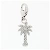 Image 1 : 14k White Gold 0.36 ctw Pave Diamond Palm Tree Dangle Lobster Clasp Charm Pendan