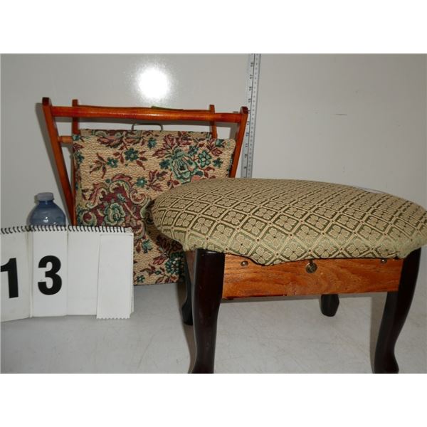 Vintage Foot Stool & Yarn Holder/ Magazine Rack