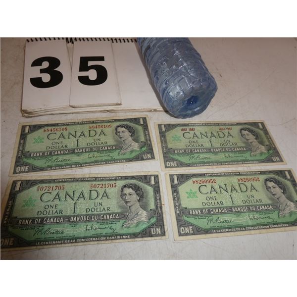 4-1967 Centennial 1 Dollar Bills RO-LP-LP Letters