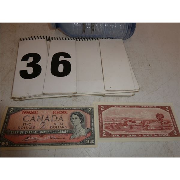 2-Canada 1954 2 Dollars Bills BG-XU Letters