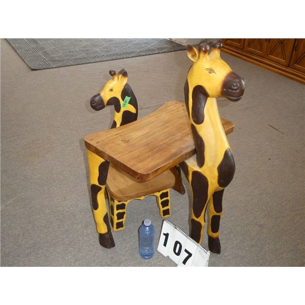 Kids Wooden Giraffe Table and Chair