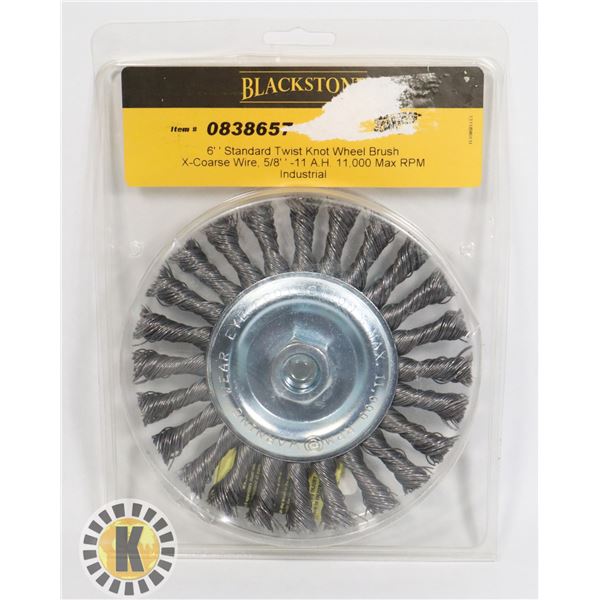 BRAND NEW BLACKSTONE 6" TWIST KNOT WHEEL BRUSH