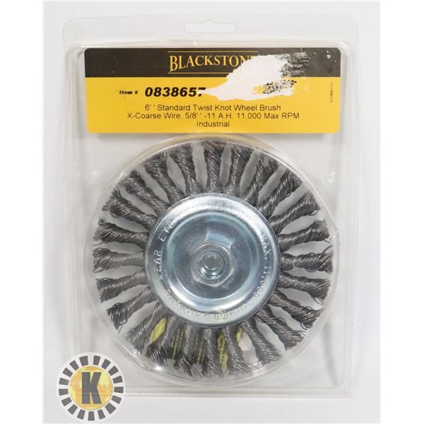 BRAND NEW BLACKSTONE 6" TWIST KNOT WHEEL BRUSH