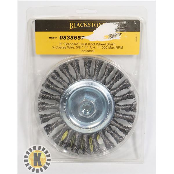 BRAND NEW BLACKSTONE 6" TWIST KNOT WHEEL BRUSH