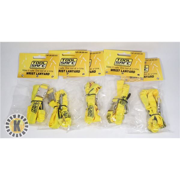 BUNDLE OF 5 TOOL SAFE PRODUCTS WRIST LANYARD (NEW)