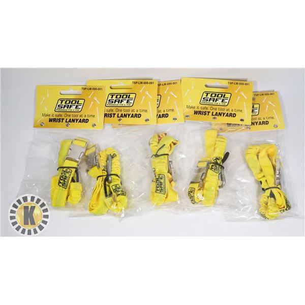 BUNDLE OF 5 TOOL SAFE PRODUCTS WRIST LANYARD (NEW)