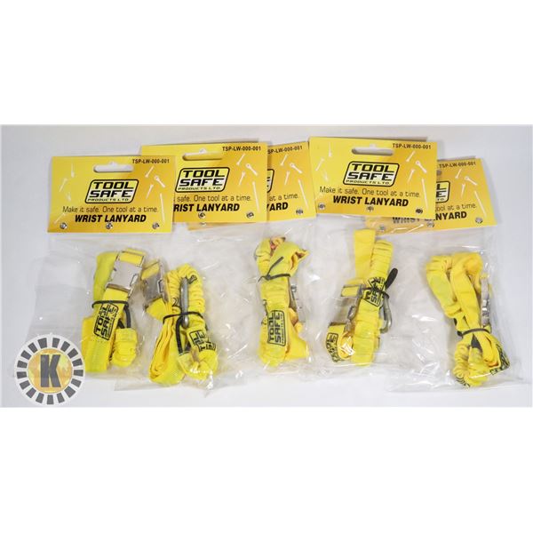 BUNDLE OF 5 TOOL SAFE PRODUCTS WRIST LANYARD (NEW)