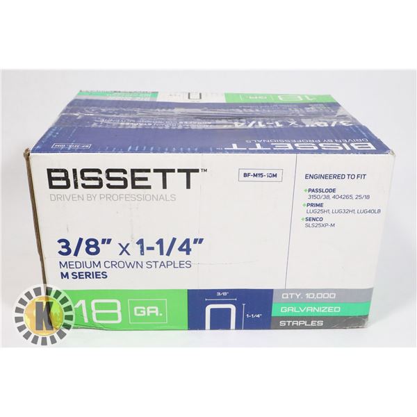 BISSETT 3/8"x1-1/4" MEDIUM CROWN M- SERIES STAPLES