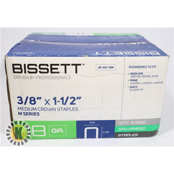 BISSETT 3/8"x1-1/2" MEDIUM CROWN M- SERIES STAPLES