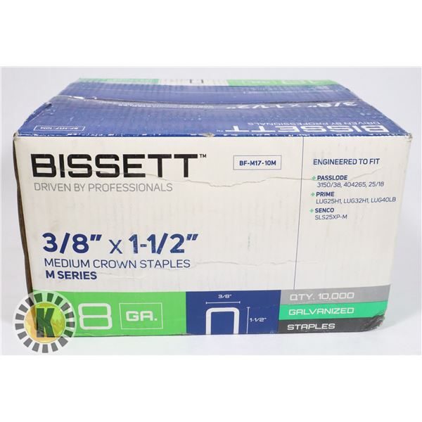 BISSETT 3/8"x1-1/2" MEDIUM CROWN M- SERIES STAPLES