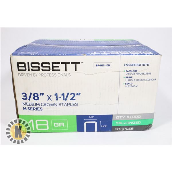 BISSETT 3/8 x1-1/2  MEDIUM CROWN M- SERIES STAPLES