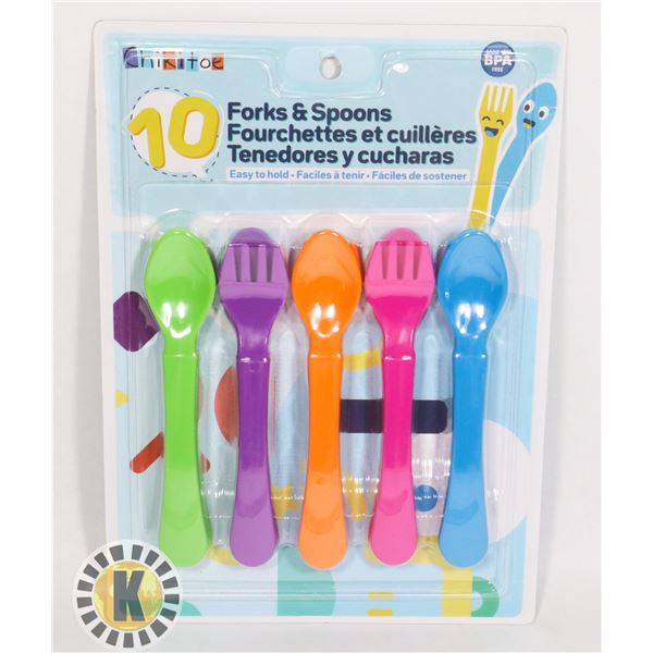 NEW 10 PC EASY TO HOLD FORKS AND SPOONS