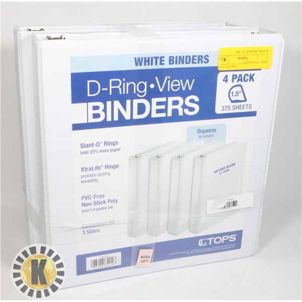 D-RING BINDER 1.5" 4PK