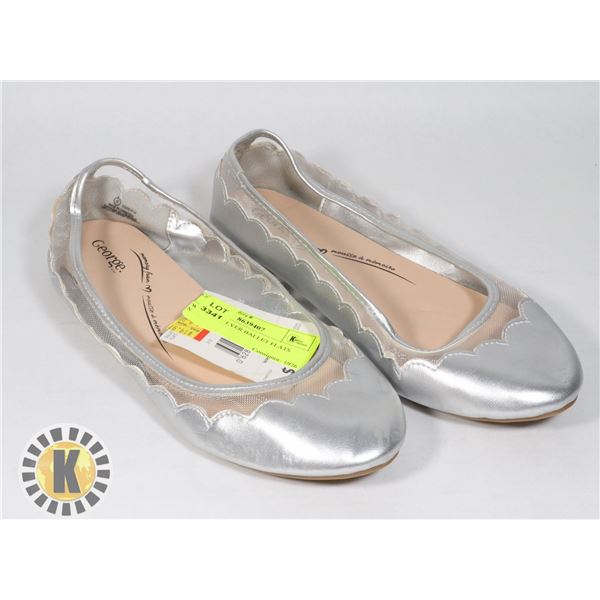 WOMENS SILVER BALLET FLATS SIZE 6