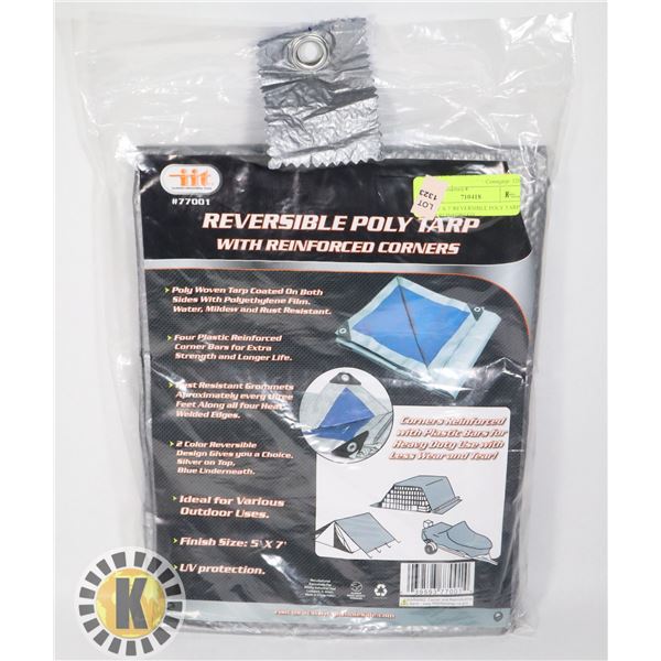 NEW 5' X 7' REVERSIBLE POLY TARP WITH REINFORCED