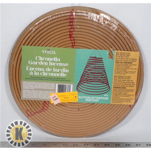 NEW 400G CITRONELLA INCENSE COIL. 12" DIAMETER