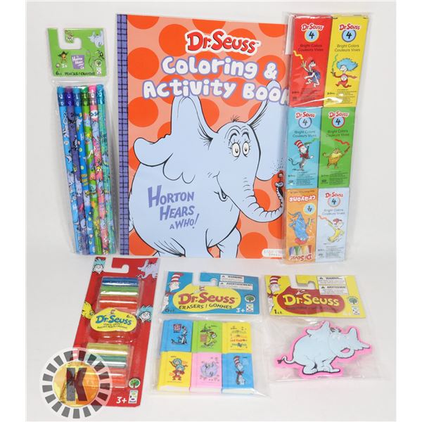 LOT OF NEW DR.SUESS SUPPLIES.  HORTON HEARS A WHO