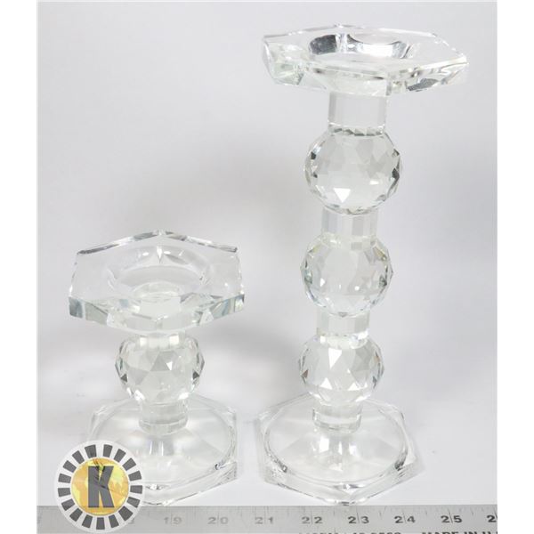 LOT OF 2 GLASS CANDLESTICKS