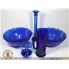 FLAT OF ASSORTED BLUE GLASS WARE