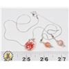 24)  SILVER TONE WITH CRYSTAL GLASS PENDANT WITH