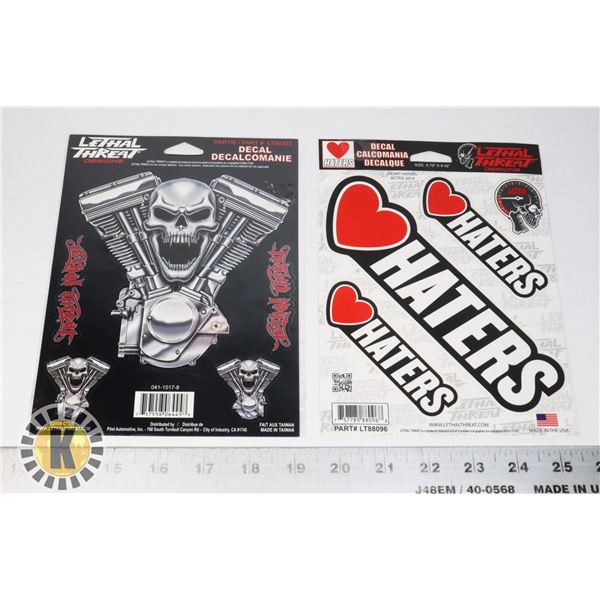 NEW MOTOR HEAD SKULL AND LOVE HATERS DECALS