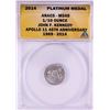 Image 1 : 2014 Proof 1/10 oz Platinum JFK Apollo 11 Anniversary Medal ANACS MS68
