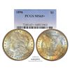 Image 1 : 1896 $1 Morgan Silver Dollar Coin PCGS MS65+ Amazing Toning