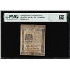 Image 1 : July 20, 1775 Pennsylvania 20 Shillings Colonial Currency Note PMG Gem Unc. 65EPQ