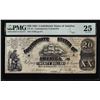 Image 1 : 1861 $20 Confederate States of America Contemporary Counterfeit Note CT-18 PMG VF25