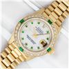 Image 2 : Rolex Ladies 18K Yellow Gold Diamond and Emerald President Wristwatch with Rolex Box