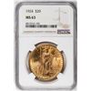 Image 1 : 1924 $20 St Gaudens Double Eagle Gold Coin NGC MS63