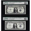 Image 1 : Lot of (2) 1935G w/ Motto $1 Silver Certificate Notes Fr.1617 PMG Ch. Uncirculated 63