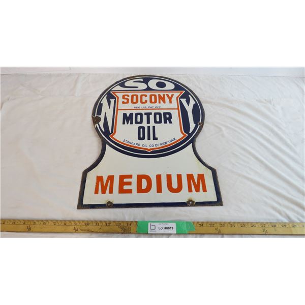 Socony Motor Oil - Fantasy porcelain sign (22" tall)